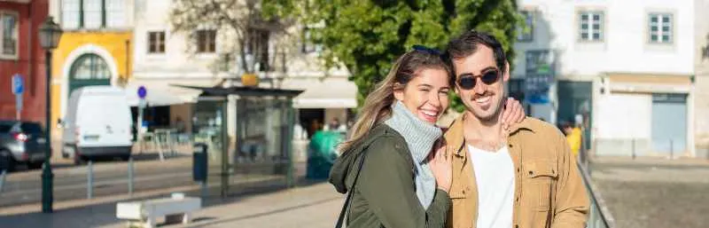 photo of customers posing in a street